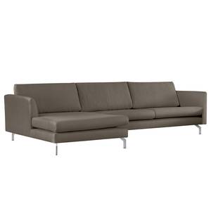 Ecksofa Kayena Bouclé - Bouclé Stoff Eurona: Grau - Longchair davorstehend links - Chrom glänzend