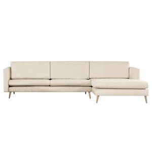 Ecksofa Kayena Bouclé - Bouclé Stoff Eurona: Beige - Longchair davorstehend rechts - Buche Hell