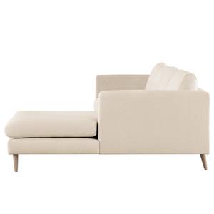 Ecksofa Kayena Bouclé - Bouclé Stoff Eurona: Beige - Longchair davorstehend rechts - Buche Hell