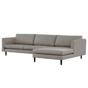 Ecksofa Kayena Webstoff - Webstoff Lark: Braungrau - Longchair davorstehend rechts - Schwarz