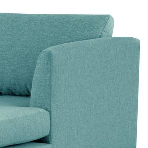 Ecksofa Kayena Webstoff - Webstoff Lark: Petrol - Longchair davorstehend rechts - Schwarz