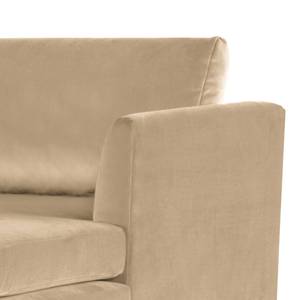 Ecksofa Kayena Samt - Samt Sadia: Beige - Longchair davorstehend rechts - Chrom glänzend