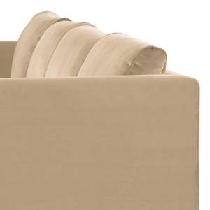 Ecksofa Kayena Samt - Samt Sadia: Beige - Longchair davorstehend rechts - Chrom glänzend