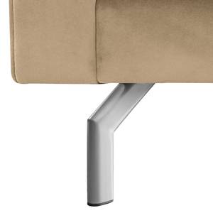 Ecksofa Kayena Samt - Samt Sadia: Beige - Longchair davorstehend rechts - Chrom glänzend