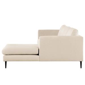 Ecksofa Kayena Bouclé - Bouclé Stoff Eurona: Beige - Longchair davorstehend rechts - Schwarz