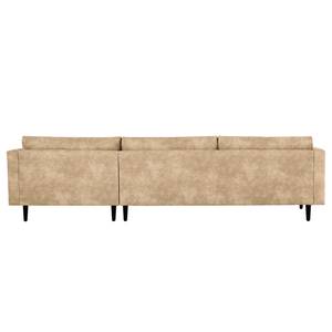 Ecksofa Kayena Antiklederlook - Microfaser Priya: Beige - Longchair davorstehend rechts - Schwarz