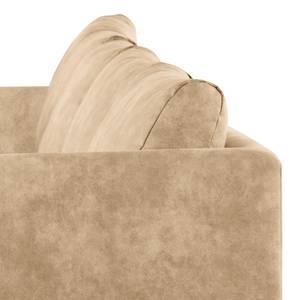 Ecksofa Kayena Antiklederlook - Microfaser Priya: Beige - Longchair davorstehend rechts - Schwarz