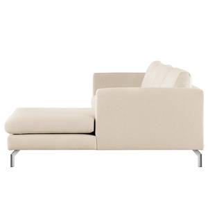 Ecksofa Kayena Bouclé - Bouclé Stoff Eurona: Beige - Longchair davorstehend rechts - Chrom glänzend