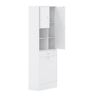 Armoire à linge Combi Panneau aggloméré enduit - Blanc - Blanc