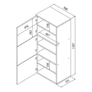 Schoenenkast Bamboo gecoate spaanplaat - wit/zwart - Wit/zwart