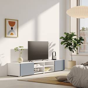 Meuble TV Podium Panneau aggloméré enduit - Blanc / Gris - Blanc / Gris - Largeur : 185 cm