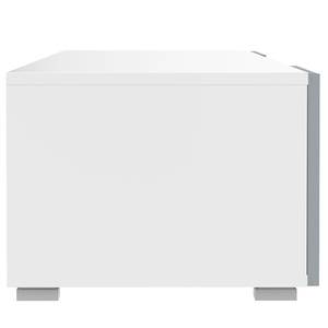 Meuble TV Podium Panneau aggloméré enduit - Blanc / Gris - Blanc / Gris - Largeur : 185 cm