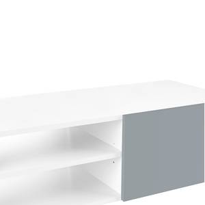 Meuble TV Podium Panneau aggloméré enduit - Blanc / Gris - Blanc / Gris - Largeur : 185 cm