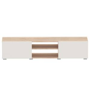 TV-Lowboard Podium Spanplatte, beschichtet - Eiche Dekor / Beige - Beige / Eiche Dekor - Breite: 140 cm