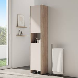 Hoge kast Biarritz gecoate spaanplaat - eikenhouten look/beige - Beige / eikenhouten look