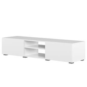 Meuble TV Podium Panneau aggloméré enduit - Blanc - Blanc - Largeur : 140 cm