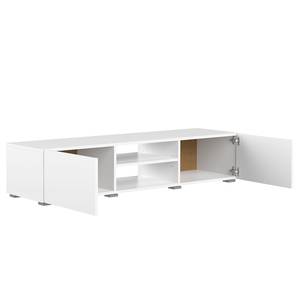 Meuble TV Podium Panneau aggloméré enduit - Blanc - Blanc - Largeur : 140 cm