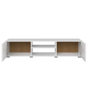 Meuble TV Podium Panneau aggloméré enduit - Blanc - Blanc - Largeur : 140 cm