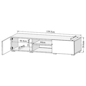 TV-Lowboard Podium Spanplatte, beschichtet - Weiß - Weiß - Breite: 140 cm