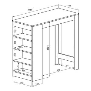 Bartafel Aravis gecoate spaanplaat - wit/zwart - Wit/zwart