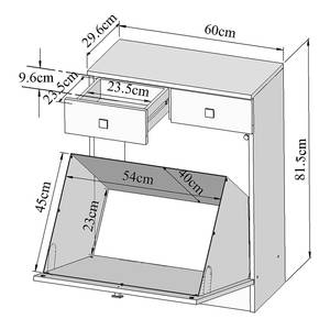 Lage kast Combi gecoate spaanplaat - wit/eikenhouten look - Wit/eikenhouten look