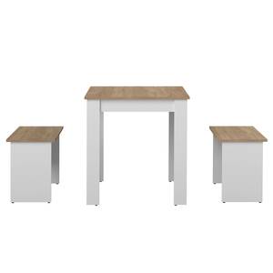 Set di 3 mobili da pranzo Nice Truciolare, rivestito - Effetto rovere / Bianco - Bianco / Effetto quercia