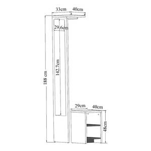 Garderobenschrank Vestibulo Spanplatte, beschichtet - Eiche Dekor / Weiß - Weiß / Eiche Dekor