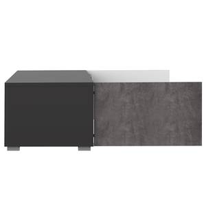 Meuble TV Podium Panneau aggloméré enduit - Noir / Imitation béton - Béton / Noir - Largeur : 140 cm