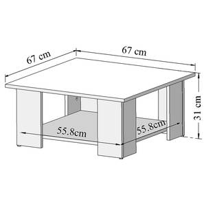 Couchtisch Square Spanplatte, beschichtet - Eiche Dekor / Beton Dekor - Eiche Dekor / Hellgrau