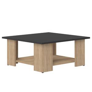 Salontafel Square gecoate spaanplaat - zwart/eikenhouten look - Eikenhouten look/zwart