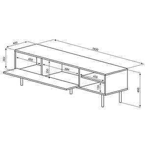 TV-Lowboard Ampère Spanplatte, beschichtet - Eiche Dekor / Schwarz / Weiß - Eiche Dekor / Weiß