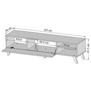 TV-Lowboard Prism Spanplatte, beschichtet - Eiche Dekor / Weiß - Weiß / Eiche Dekor