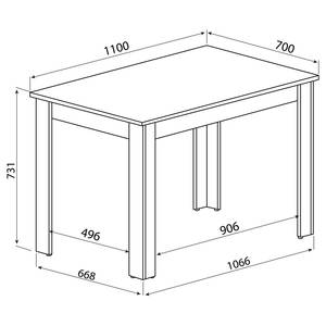 Table Nice Panneau aggloméré enduit - Blanc / Imitation béton - Blanc / Imitation béton