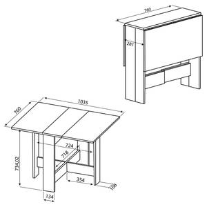 Table Papillon Panneau aggloméré enduit - Blanc - Blanc