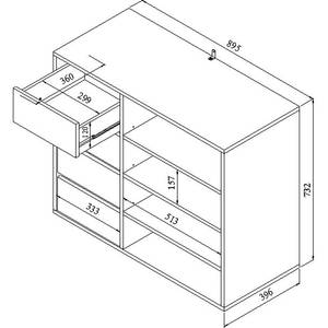 Garderobenschrank Tom mit Kommode Weiß / Grau