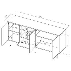 Dressoir Lord 3 deuren gecoate spaanplaat - eikenhouten look/zwart