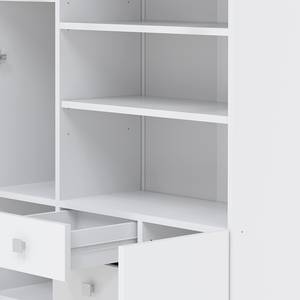 Hochschrank Combi Spanplatte, beschichtet - Weiß - Weiß