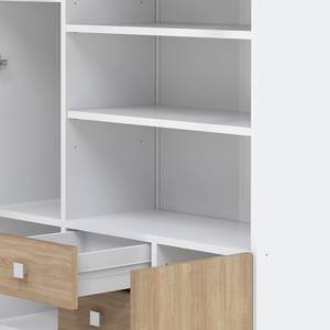 Hochschrank Combi Spanplatte, beschichtet - Weiß / Eiche Dekor - Weiß / Eiche Dekor