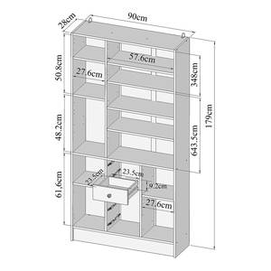 Hochschrank Combi Spanplatte, beschichtet - Weiß / Eiche Dekor - Weiß / Eiche Dekor