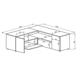 Tv-meubel Angle 130 gecoate spaanplaat - zwart/eikenhouten look - Zwart/Eikenhouten look