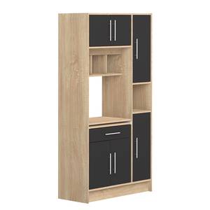 Buffetschrank Louise Spanplatte, beschichtet - Eiche Dekor / Schwarz - Eiche Dekor / Schwarz