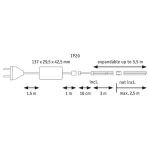 MaxLED-strip basisset 500 COB warmwit polyacryl - zilverkleurig - Breedte: 300 cm