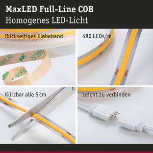LED bianco caldo Basisset 1000 COB Poliacrilico - Argento - Larghezza: 200 cm