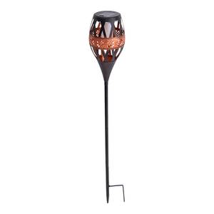 LED-solar-grondspies met vlameffect ijzer/kunststof - zwart