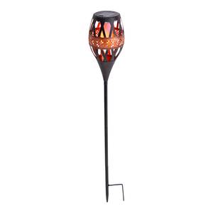 LED-solar-grondspies met vlameffect ijzer/kunststof - zwart