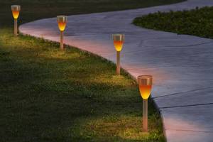 Piquets de terre LED Sellin - Lot de 6 Acier inoxydable - Argenté