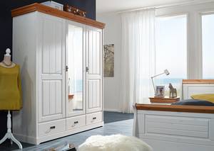 Armoire portes battantes Noret - Type B Pin massif - Pin blanc / Pin couleur miel - Largeur : 192 cm