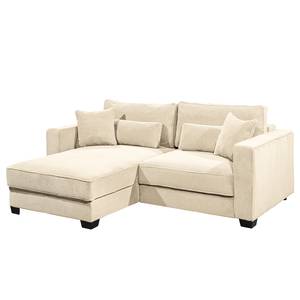 Ecksofa Lavoura mit Longchair Cordstoff Zuri: Creme