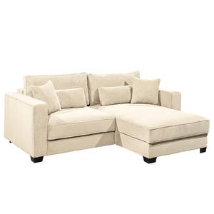 Ecksofa Lavoura mit Longchair Cordstoff Zuri: Creme