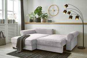 Ecksofa Lavoura mit Longchair Cordstoff Zuri: Silber